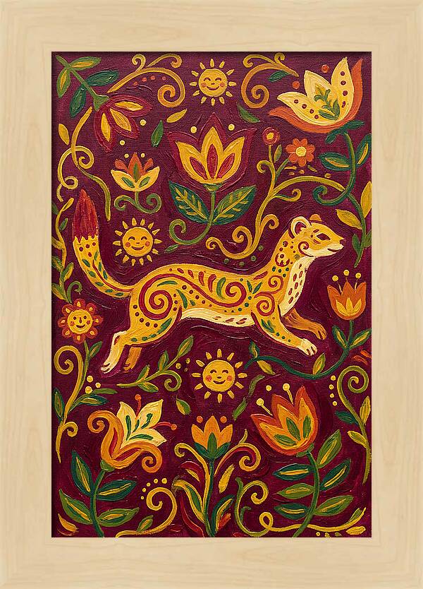 Stoat Among Floral Patterns