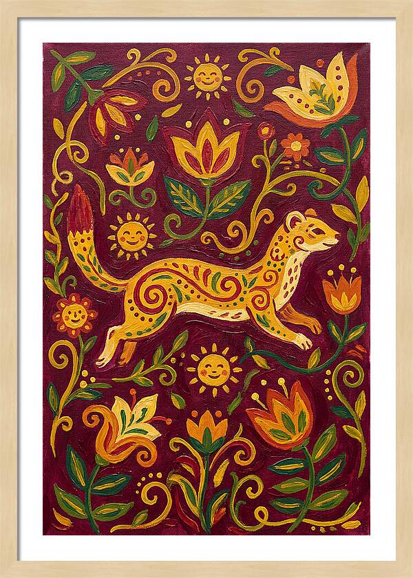 Stoat Among Floral Patterns