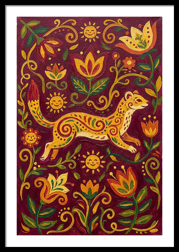 Stoat Among Floral Patterns
