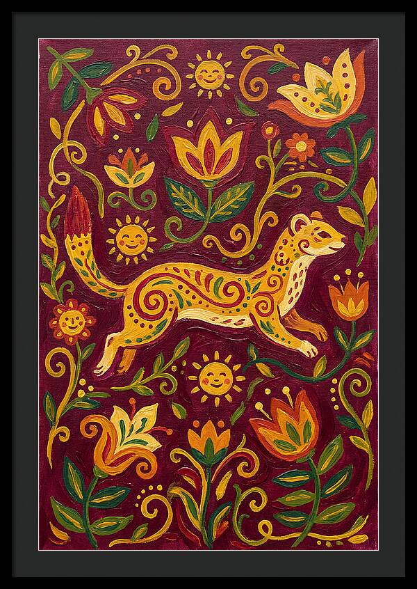 Stoat Among Floral Patterns