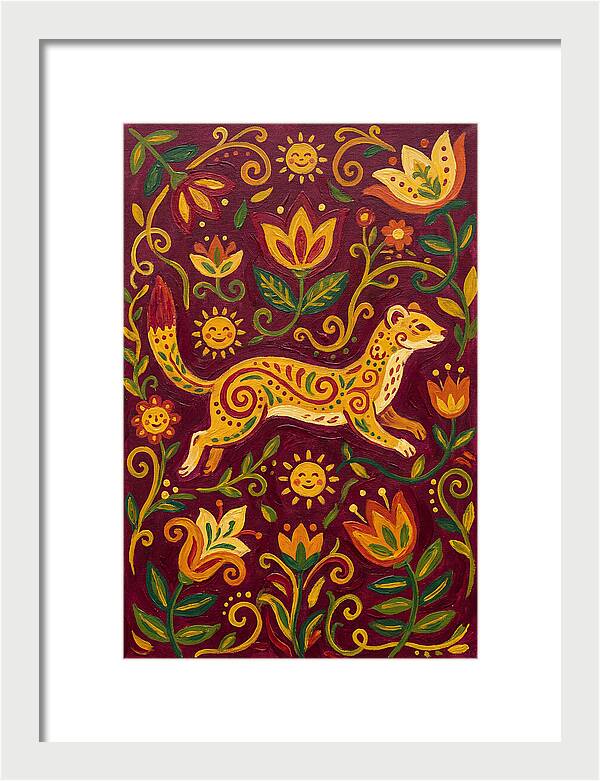 Stoat Among Floral Patterns