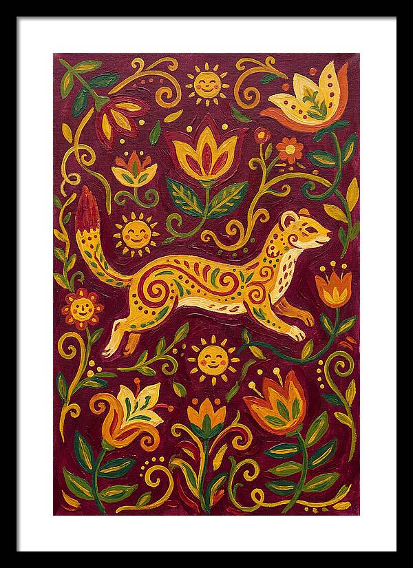 Stoat Among Floral Patterns