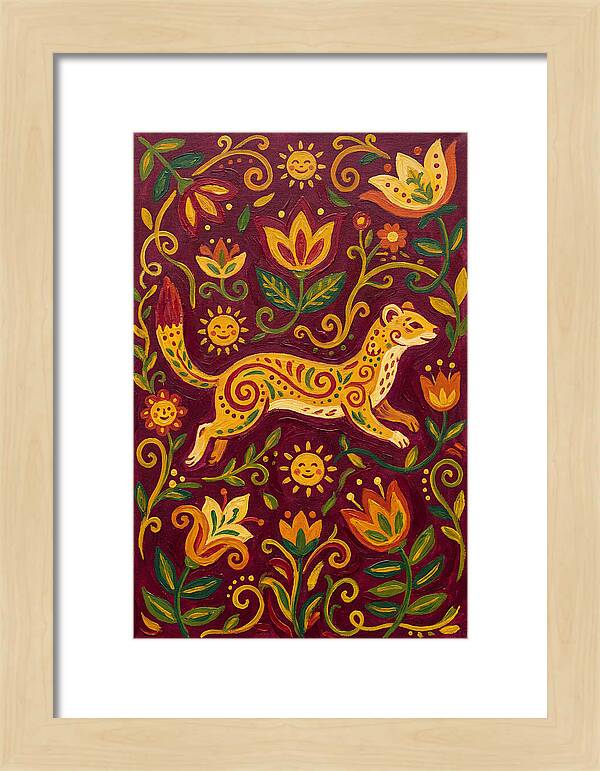 Stoat Among Floral Patterns