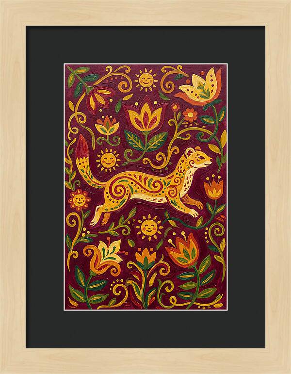 Stoat Among Floral Patterns