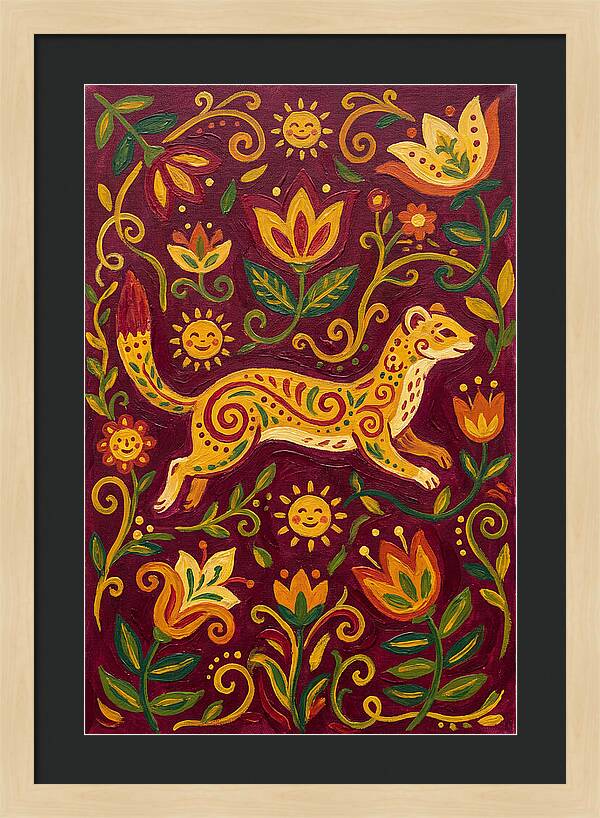 Stoat Among Floral Patterns