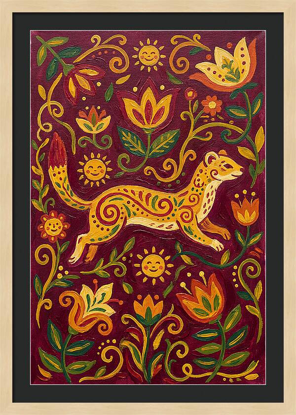 Stoat Among Floral Patterns