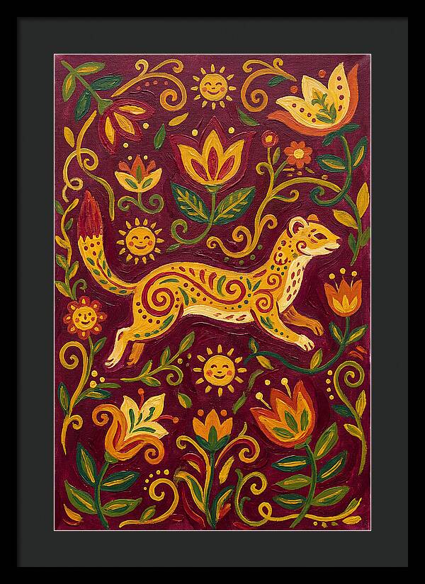 Stoat Among Floral Patterns