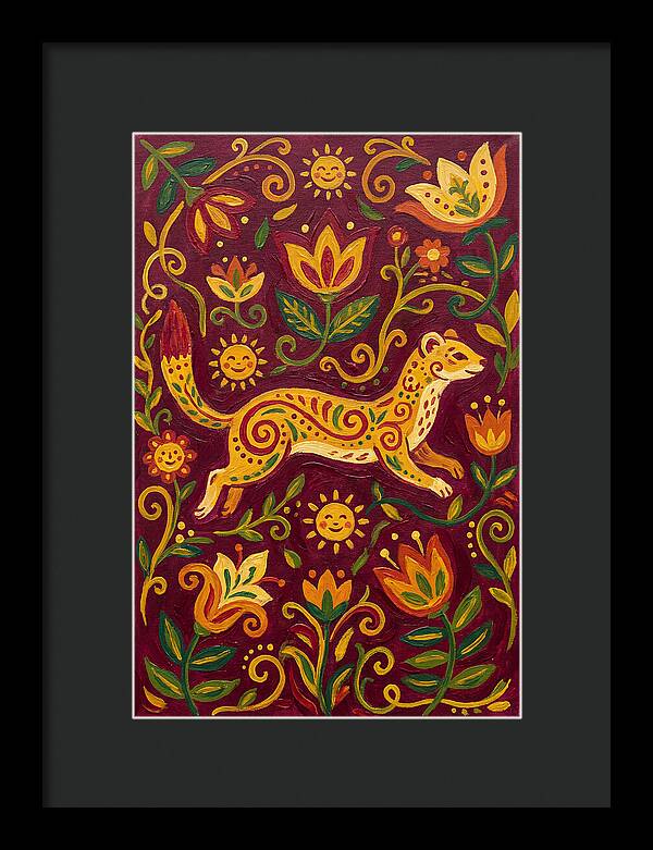 Stoat Among Floral Patterns