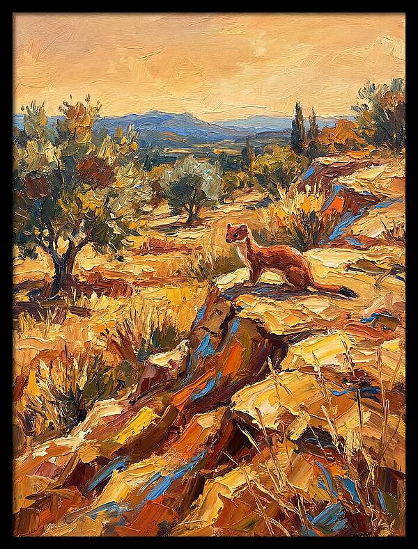 Stoat In The Mediterranean Landscape