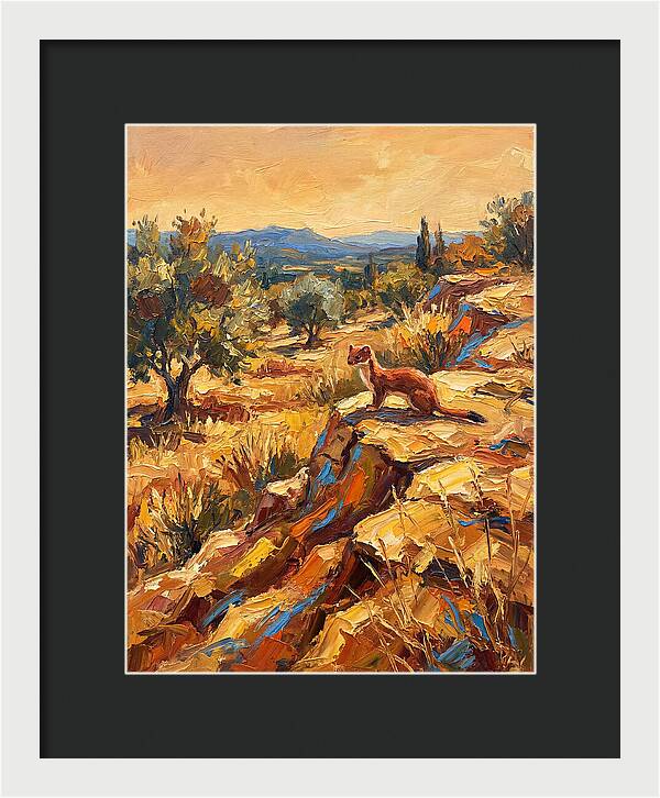 Stoat In The Mediterranean Landscape