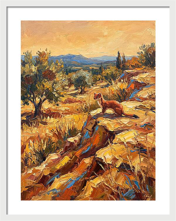 Stoat In The Mediterranean Landscape