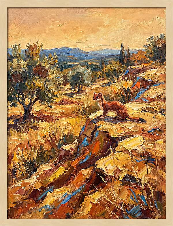 Stoat In The Mediterranean Landscape