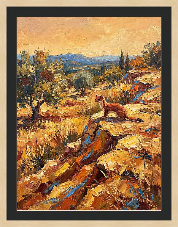 Stoat In The Mediterranean Landscape