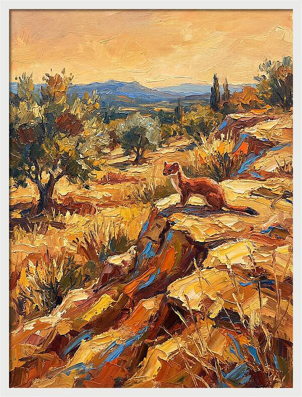 Stoat In The Mediterranean Landscape