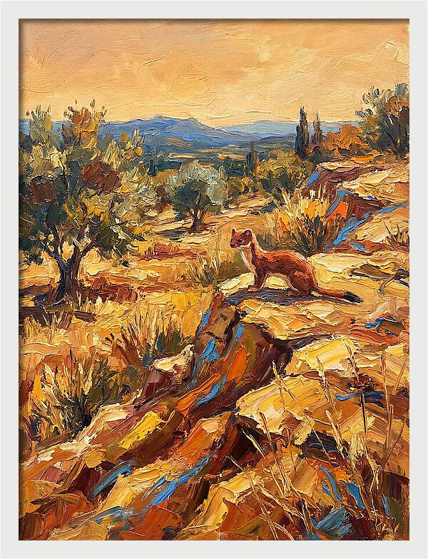 Stoat In The Mediterranean Landscape
