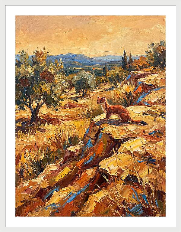 Stoat In The Mediterranean Landscape