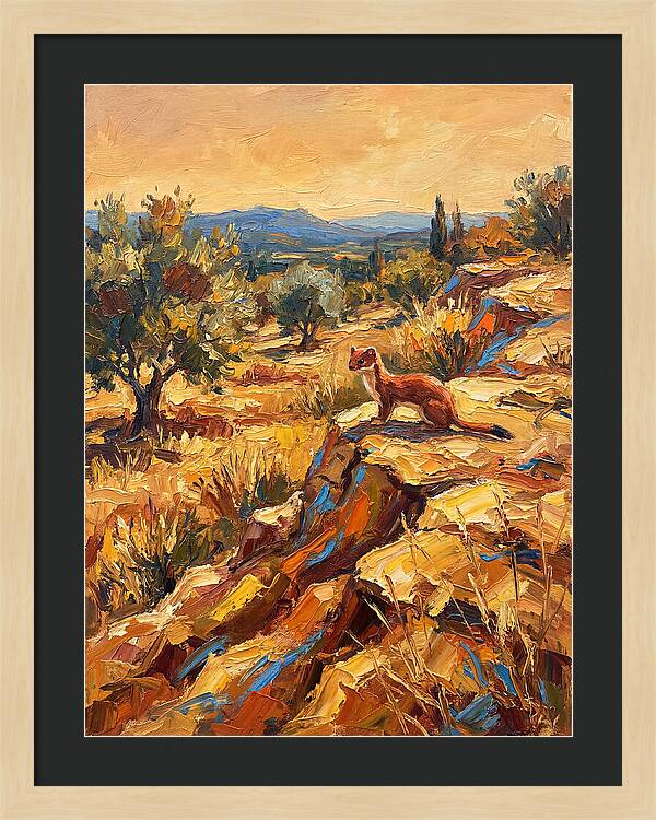 Stoat In The Mediterranean Landscape