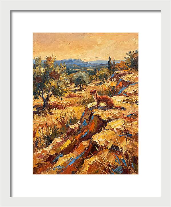 Stoat In The Mediterranean Landscape