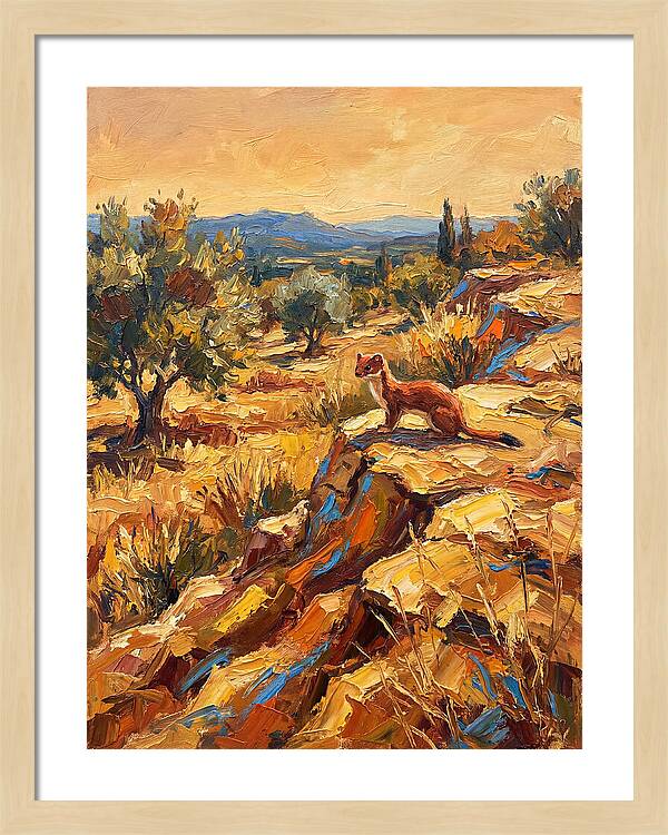 Stoat In The Mediterranean Landscape