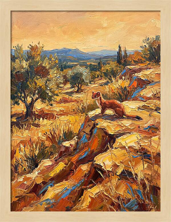 Stoat In The Mediterranean Landscape