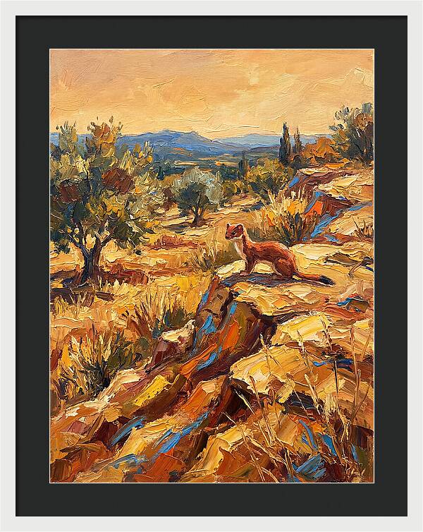 Stoat In The Mediterranean Landscape