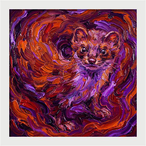 Stoat In Vibrant Swirls