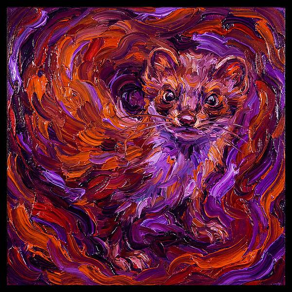 Stoat In Vibrant Swirls