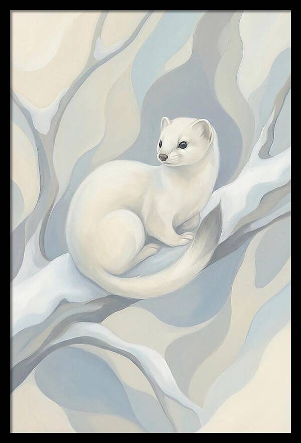 Stoat In Winter White Coat