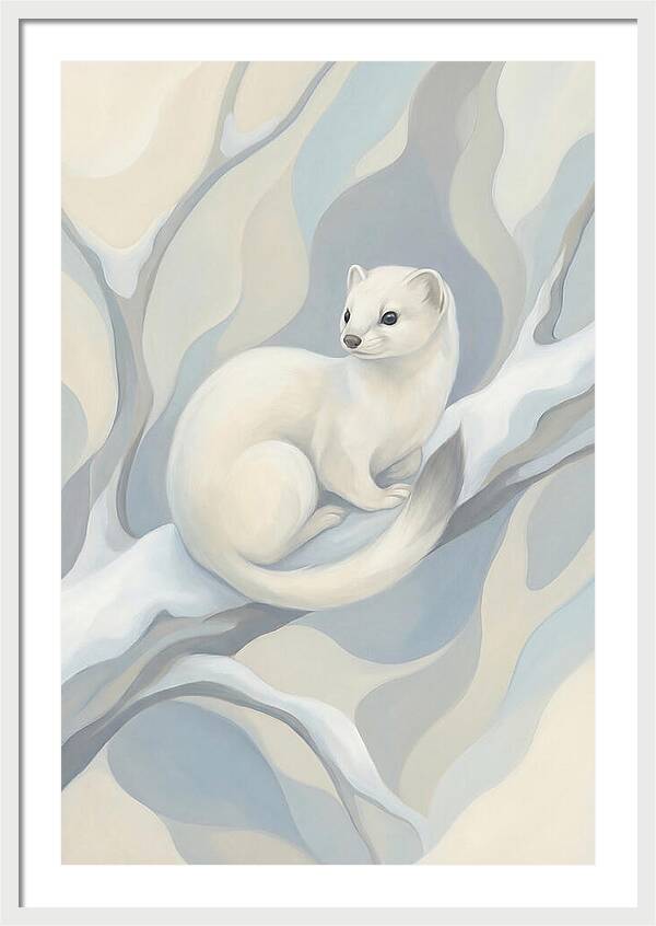 Stoat In Winter White Coat