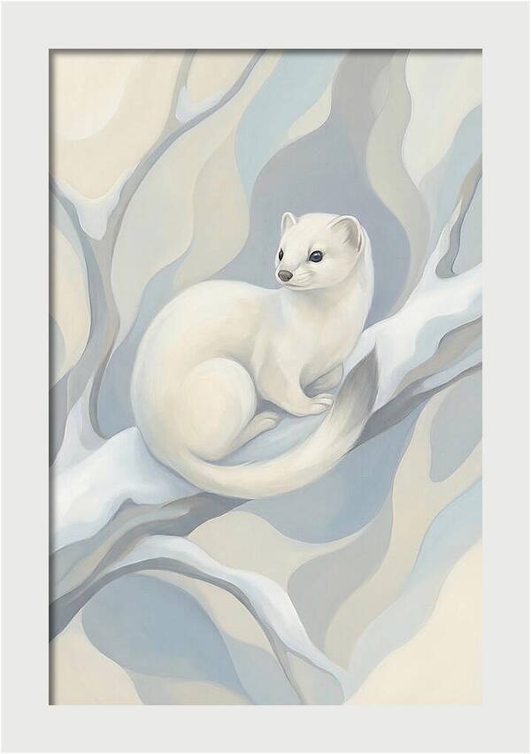Stoat In Winter White Coat