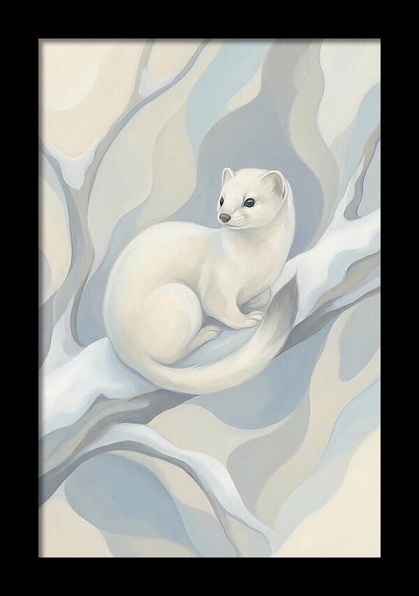 Stoat In Winter White Coat