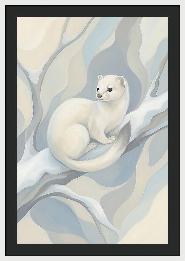 Stoat In Winter White Coat