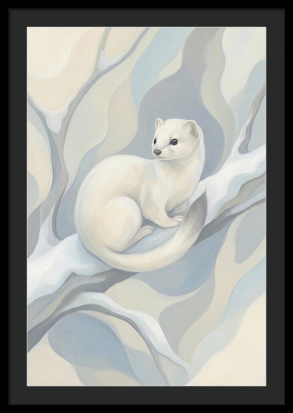 Stoat In Winter White Coat