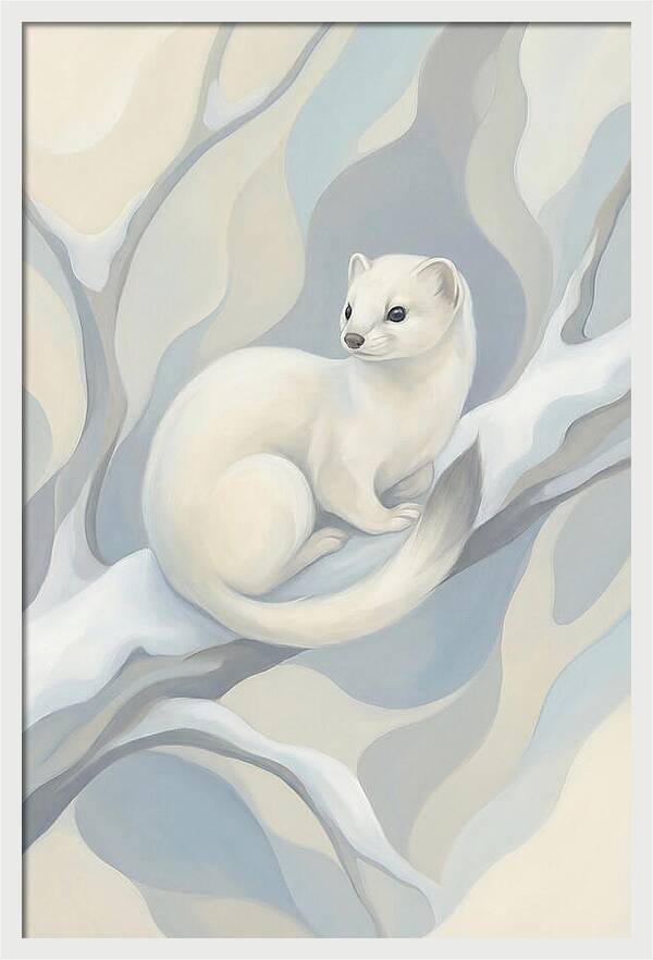 Stoat In Winter White Coat