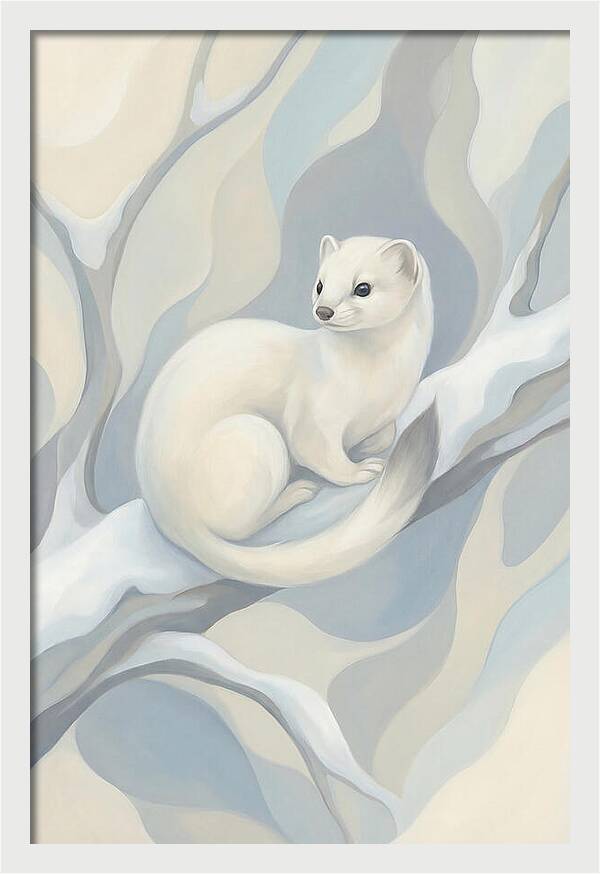 Stoat In Winter White Coat
