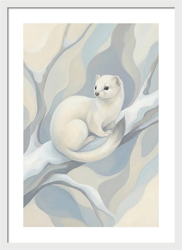 Stoat In Winter White Coat