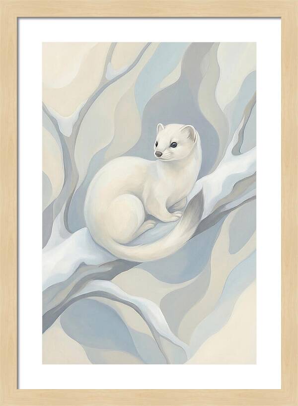 Stoat In Winter White Coat