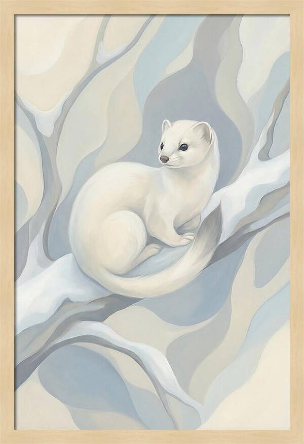 Stoat In Winter White Coat