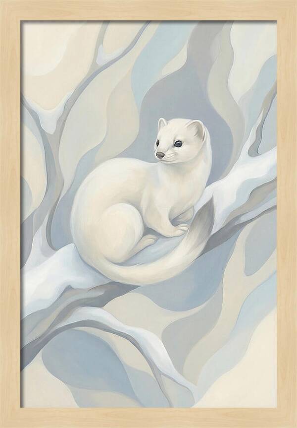 Stoat In Winter White Coat