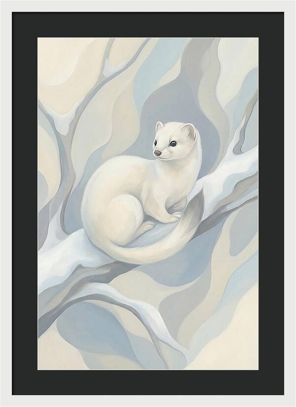 Stoat In Winter White Coat