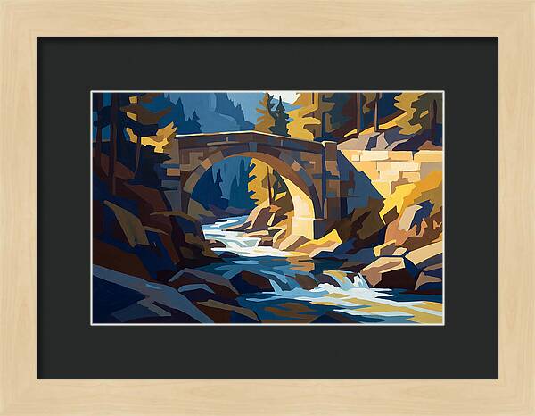 Stone Arch Bridge Over Rushing Mountain