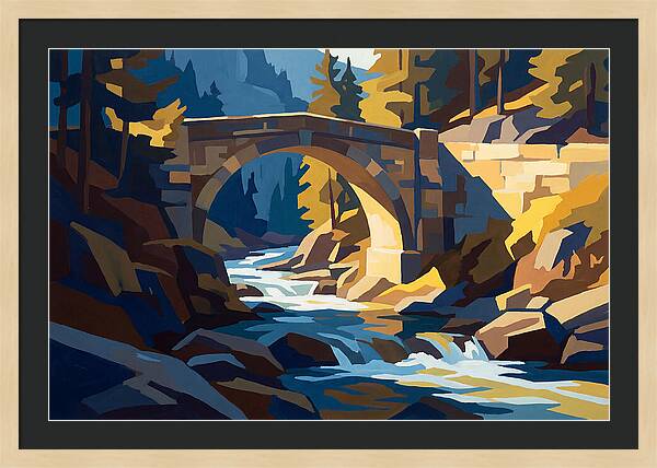 Stone Arch Bridge Over Rushing Mountain