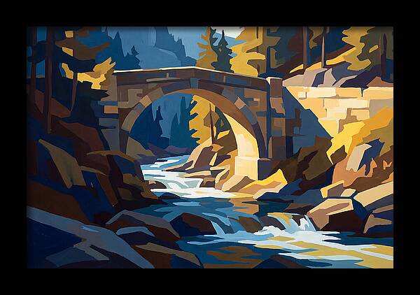 Stone Arch Bridge Over Rushing Mountain