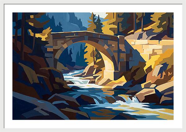 Stone Arch Bridge Over Rushing Mountain