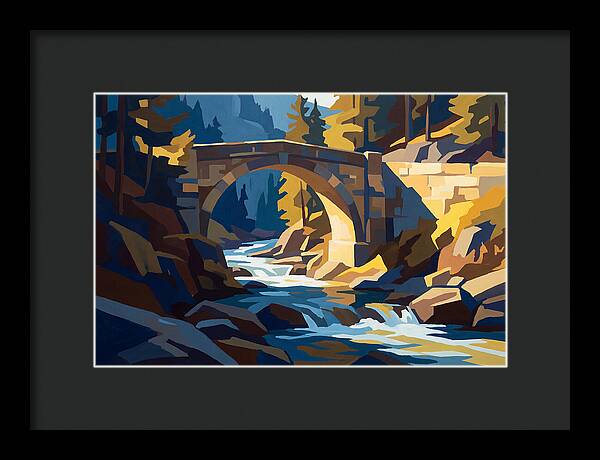 Stone Arch Bridge Over Rushing Mountain