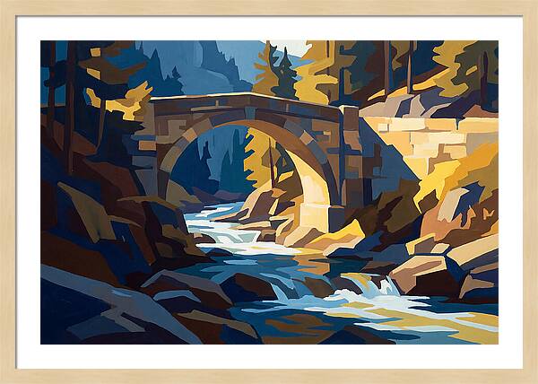 Stone Arch Bridge Over Rushing Mountain