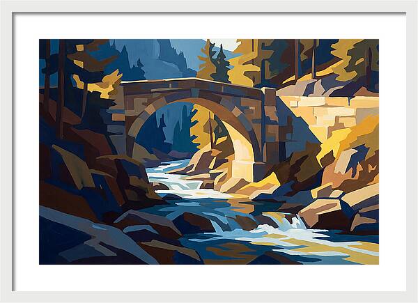 Stone Arch Bridge Over Rushing Mountain