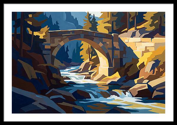 Stone Arch Bridge Over Rushing Mountain