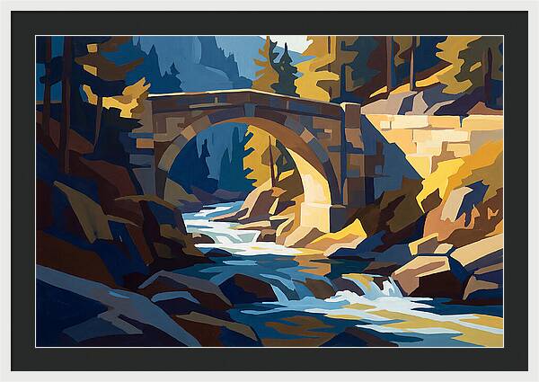 Stone Arch Bridge Over Rushing Mountain