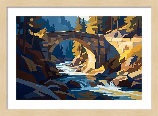 Stone Arch Bridge Over Rushing Mountain